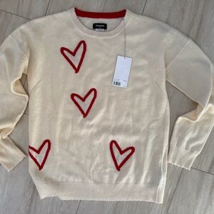 Zadig & Voltaire Gaby Heart Cream Cashmere Sweater with tags